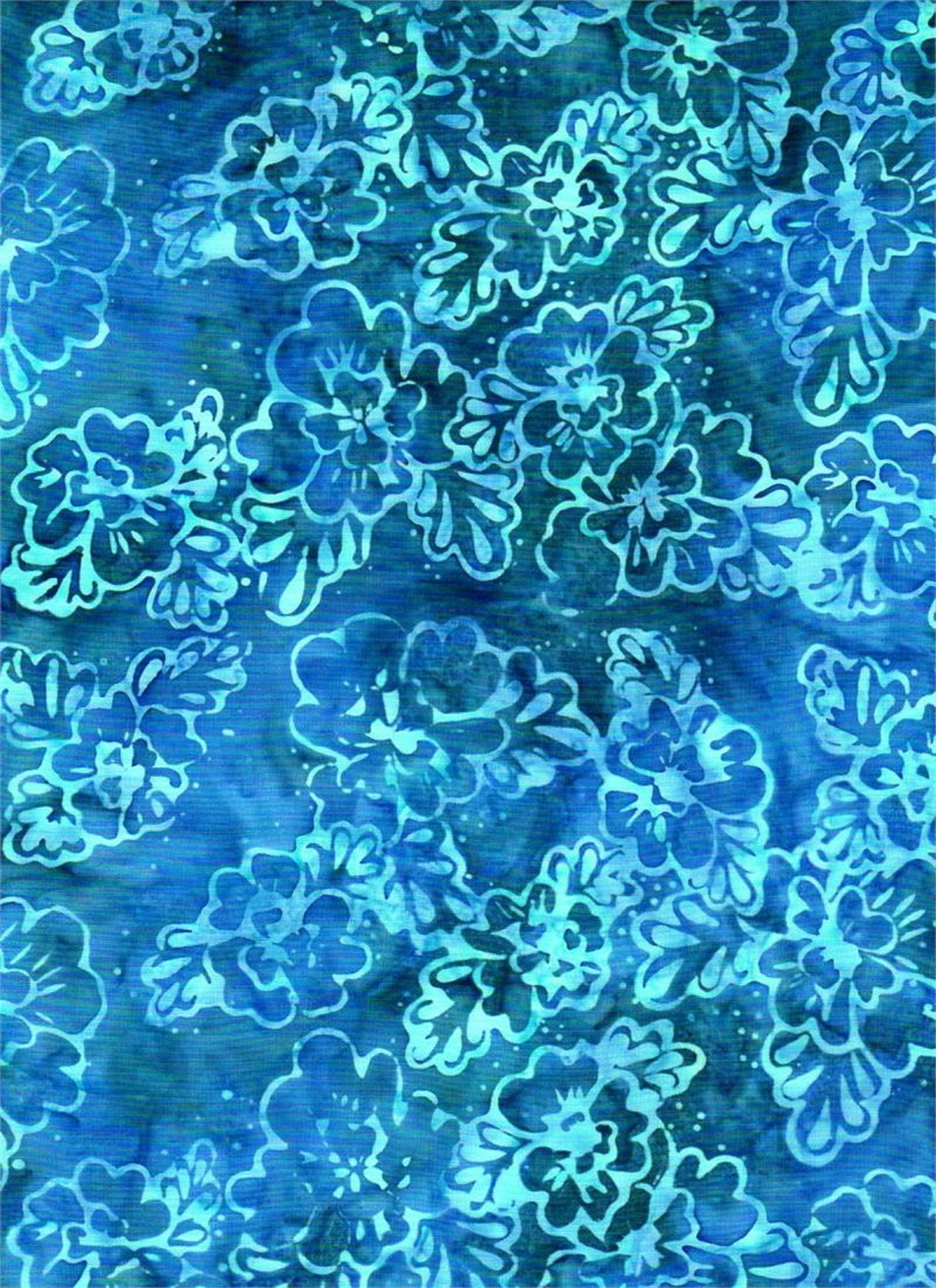 Batik Textiles-4507-Blue Floral Print-By The Yard