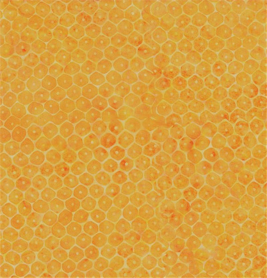 Gold Tonal Hexagons and Dots-#5552-Batik Textiles-Fat Quarter