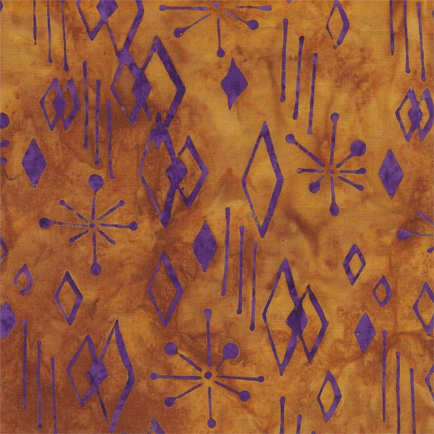 Batik Textiles #5710-Purple Novelty Print on Tan Background-Fat Quarter