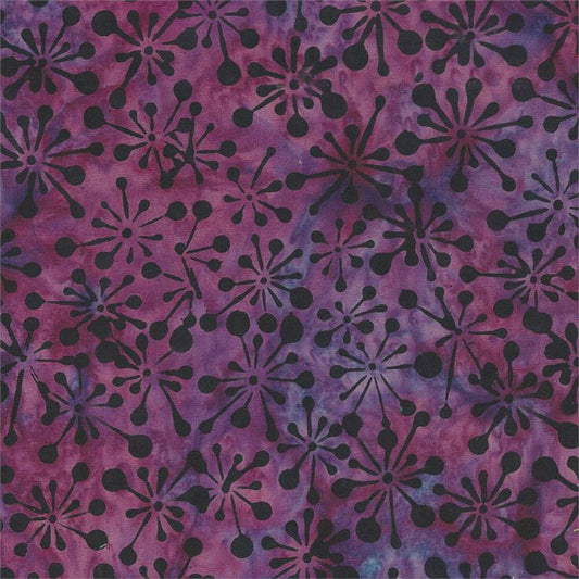 Batik Textiles #5715-Novelty Black Design-Purple Background-Fat Quarter