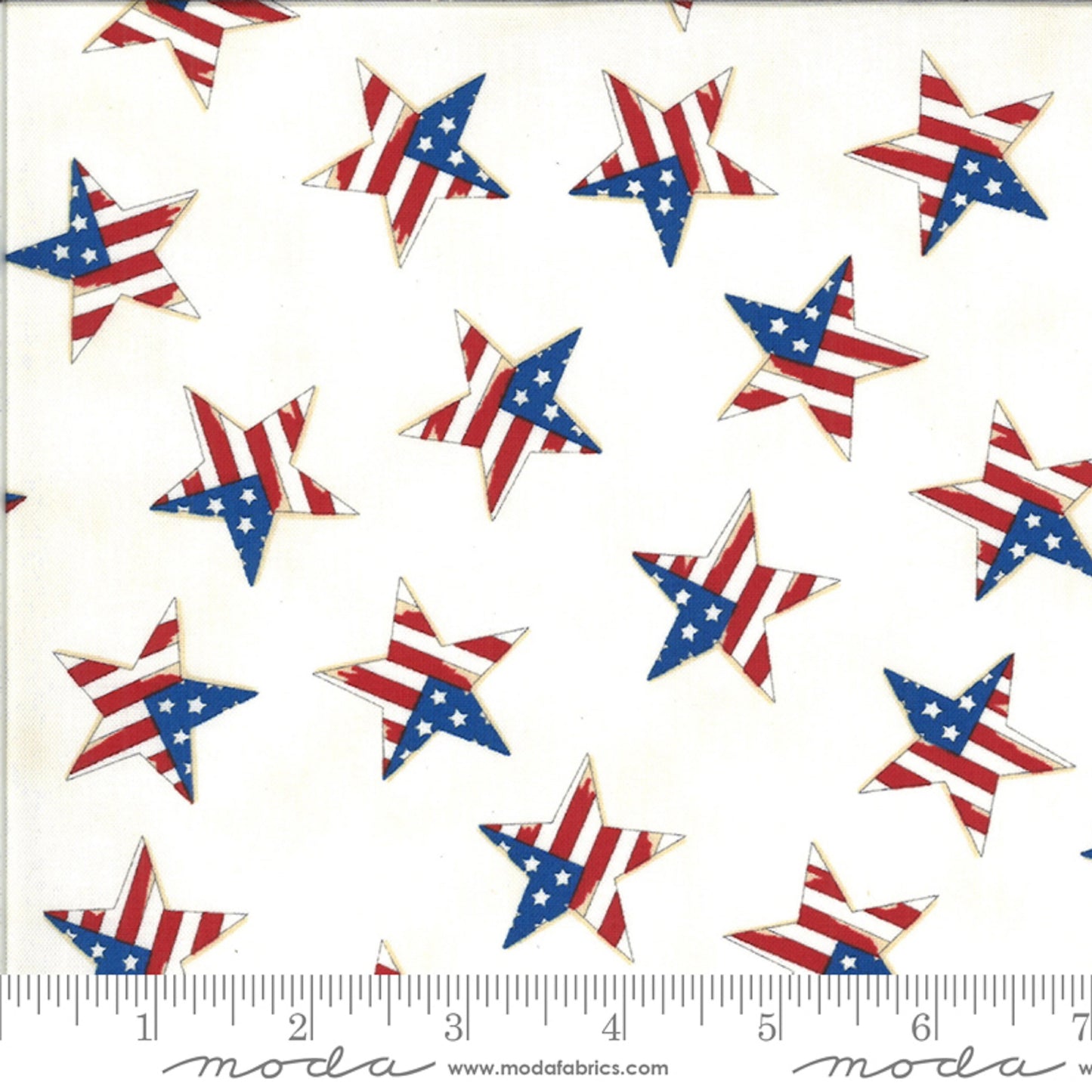 America the Beautiful "Flag Stars on White B/G"-Moda Fabrics-BTY