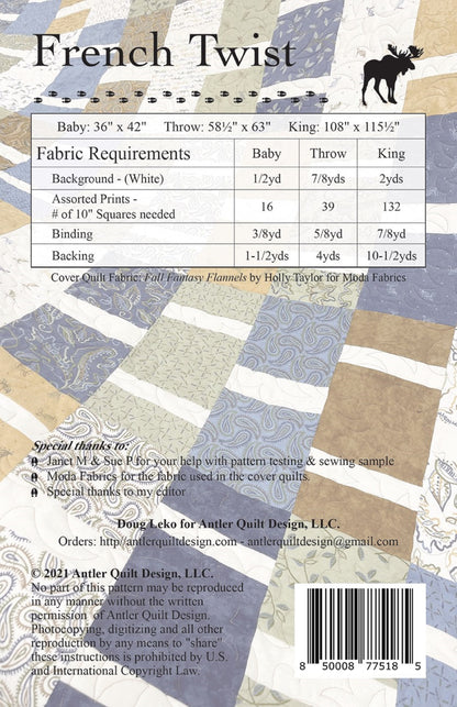 French Twist Quilt Pattern by Doug Leko for Antler Quilt Design (Layer Cake Friendly)