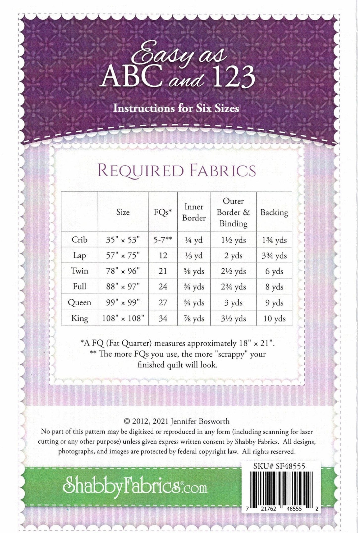Easy as ABC and 123 Quilt Pattern by Shabby Fabrics