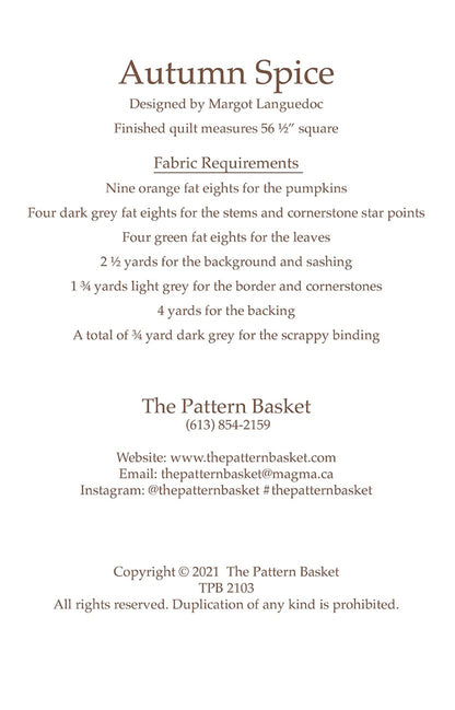 Autumn Spice Quilt Pattern by The Pattern Basket
