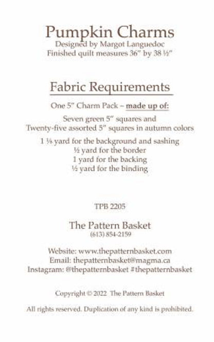 Pumpkin Charms Quilt Pattern by The Pattern Basket