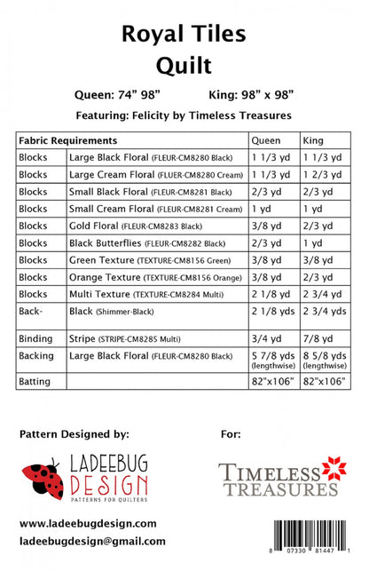 Royal Tiles Quilt Pattern by Ladeebug Designs