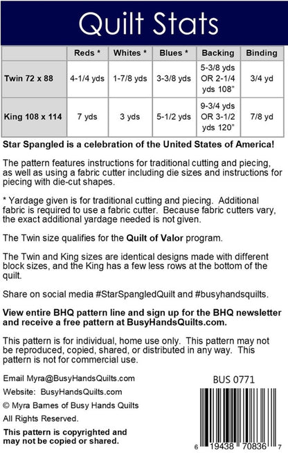 Star Spangled Quilt Pattern by Busy Hands Quilts