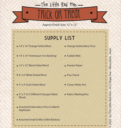 Trick or Treat Wool Mat Pattern by The Little Red Hen