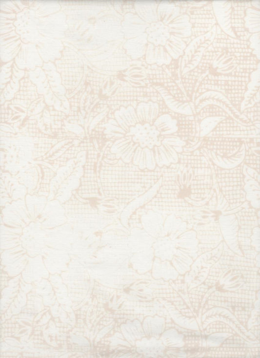 Beige Flowers on Cream B/G-#2410-Batik Textiles-BTY