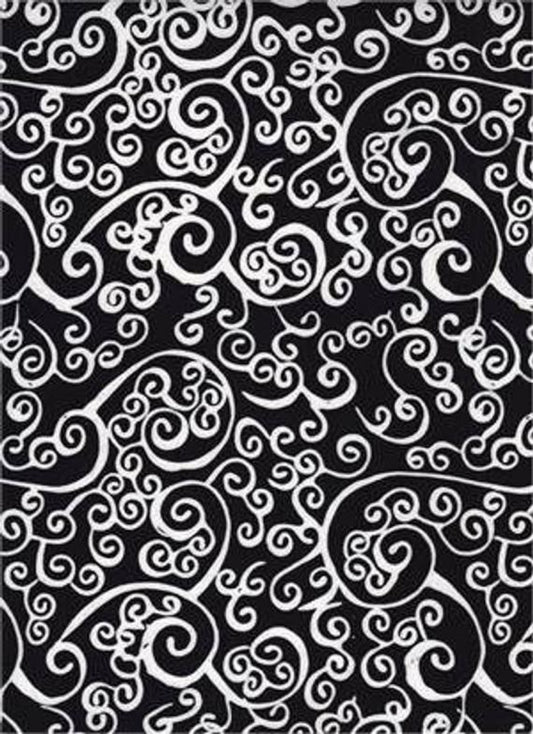 Black and White Scrollwork-#4028-Batik Textiles-BTY