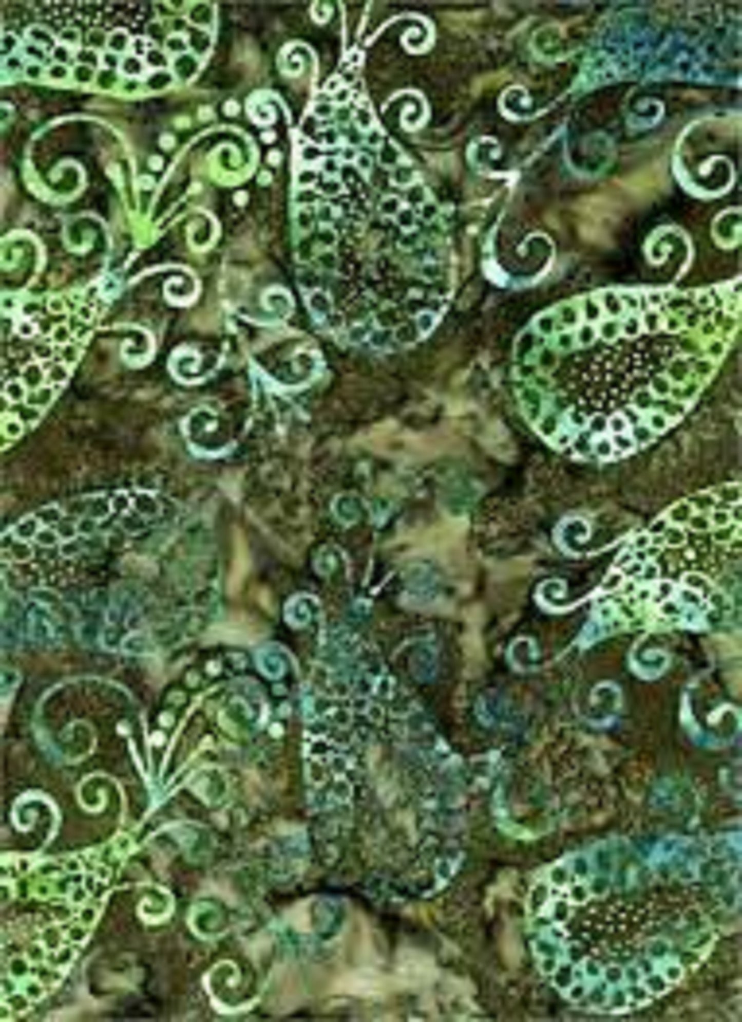 Novelty Print on Olive Green B/G-#4333-Batik Textiles-BTY