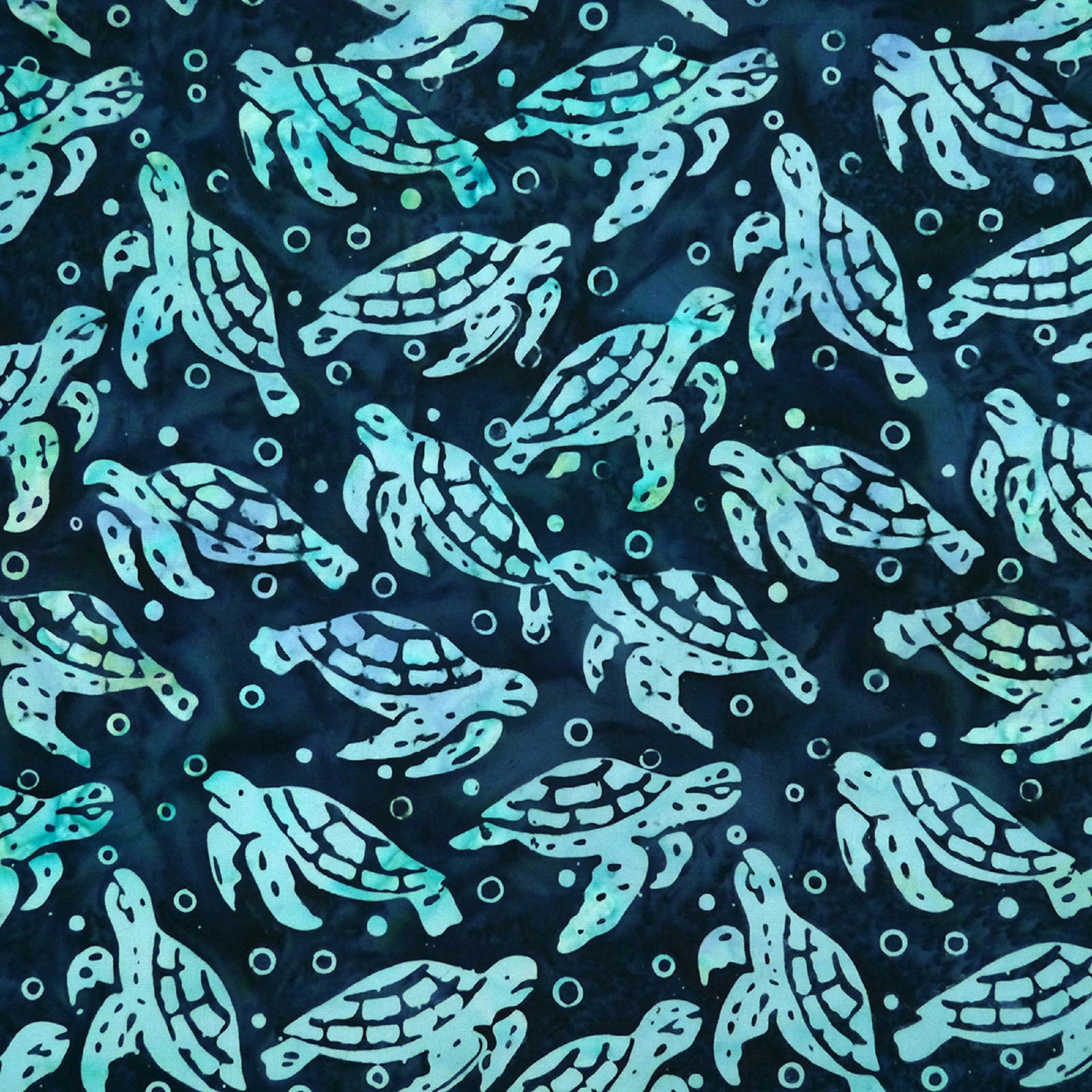Blue Attol Blue Waters Turtles Batik-Parkside Fabrics-BTY