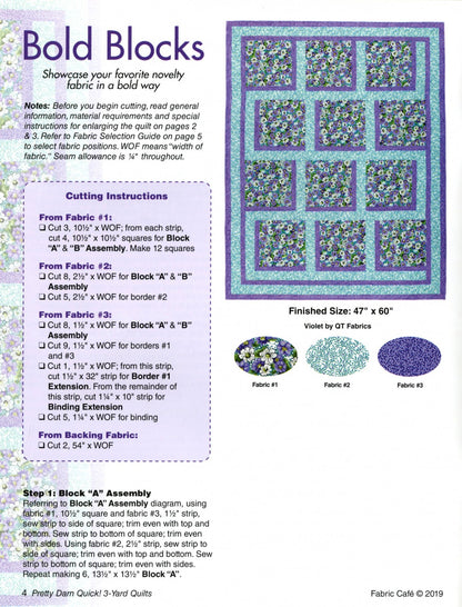 Project Book "Pretty Darn Quick! 3-Yard Quilts" by Fabric Café