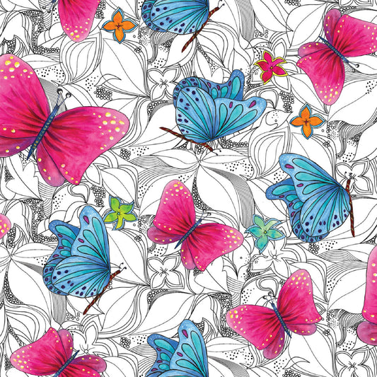 Fantasy Garden by Contempo-Digital Print-By The Yard-Butterflies