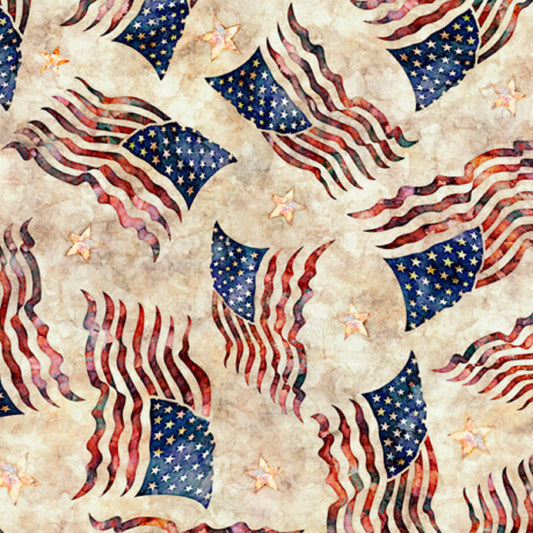 Liberty, Glory, Freedom "Flag Toss"-Quilting Treasures-BTY