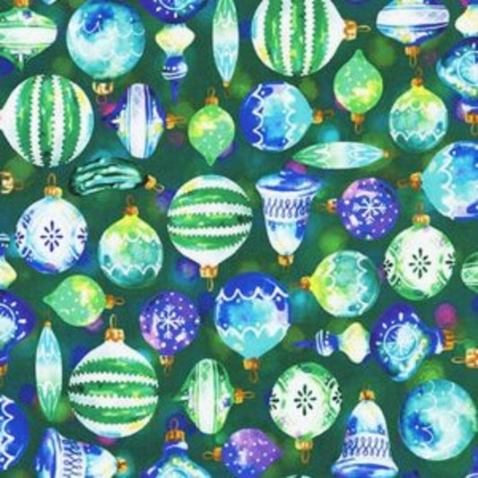 Glow Ornaments "Aqua"-Robert Kaufman-BTY