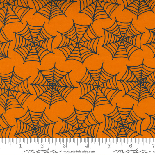 Holiday Halloween "Pumpkin Spiderwebs"-Moda Fabrics-BTY