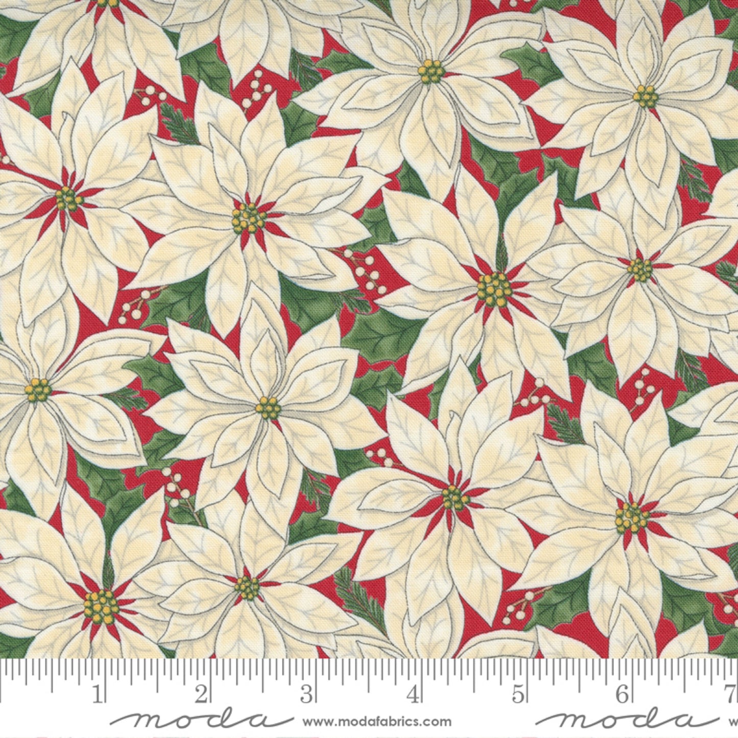 Home Sweet Holidays "White Poinsettias"-Moda Fabrics-BTY