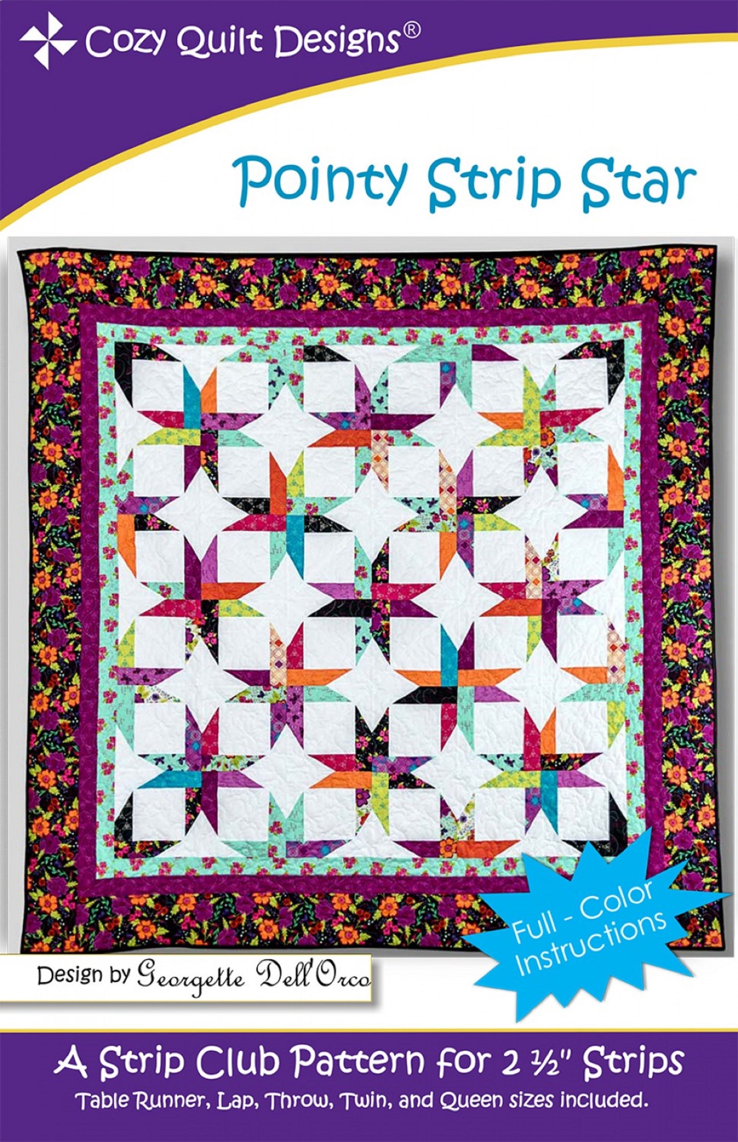 Pointy Strip Star Quilt Pattern by Cozy Quilt Designs