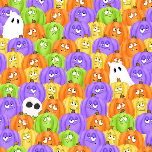 Glow Ghosts "Multi-Stacked Pumpkins"-Henry Glass-Fat Quarter