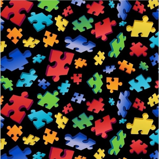 Autism Awareness "Puzzle Toss"-David Textiles-BTY