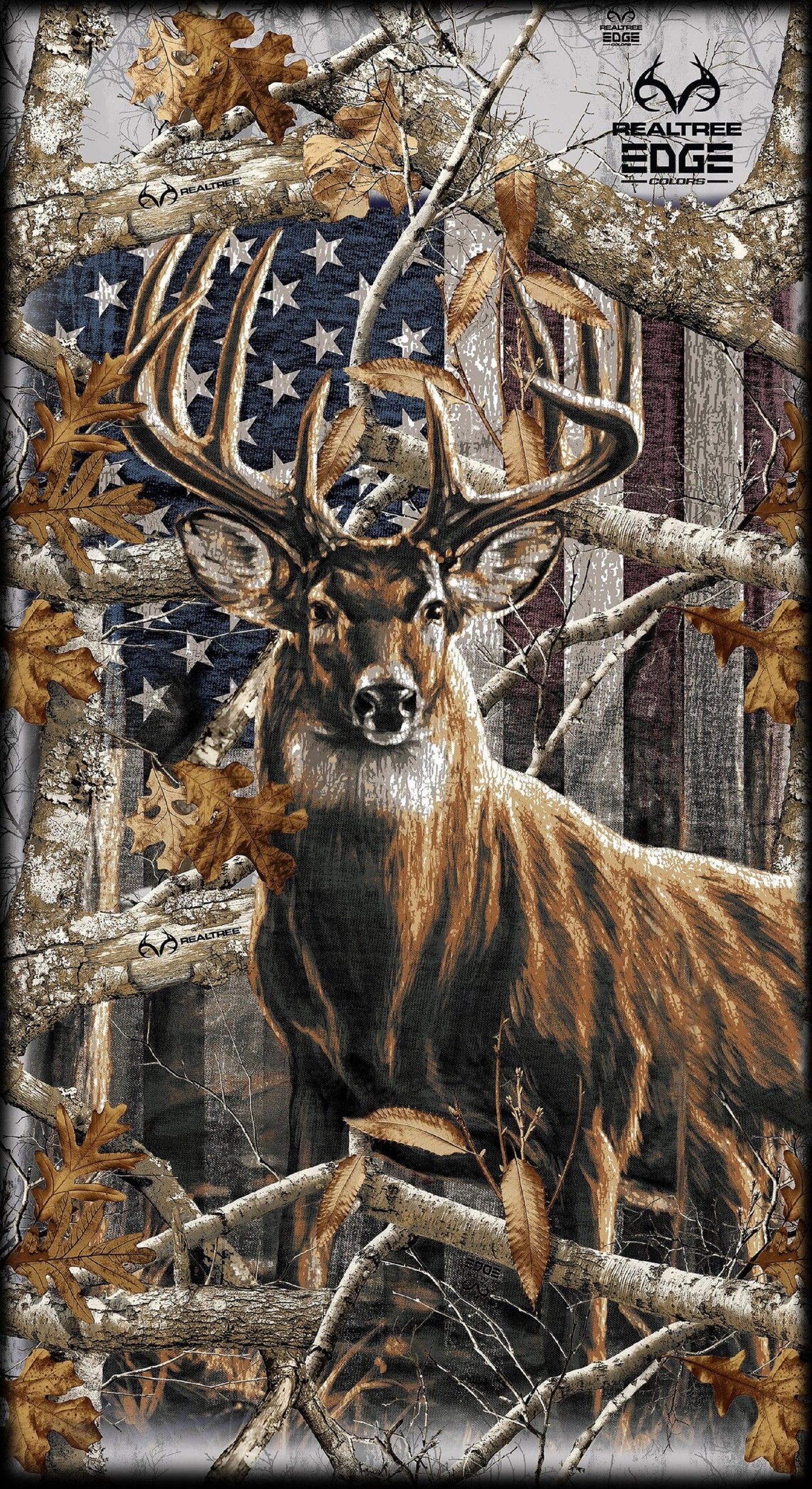 Real Tree Patriotic Deer Panel by Print Concepts-24" x 43"