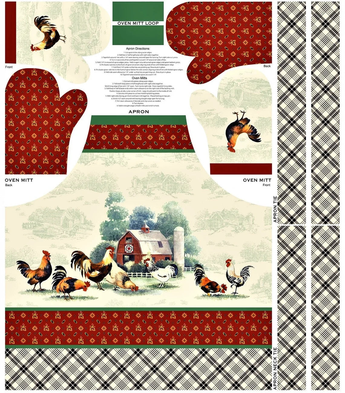 Rooster Farm House Apron Panel by P&B Textiles
