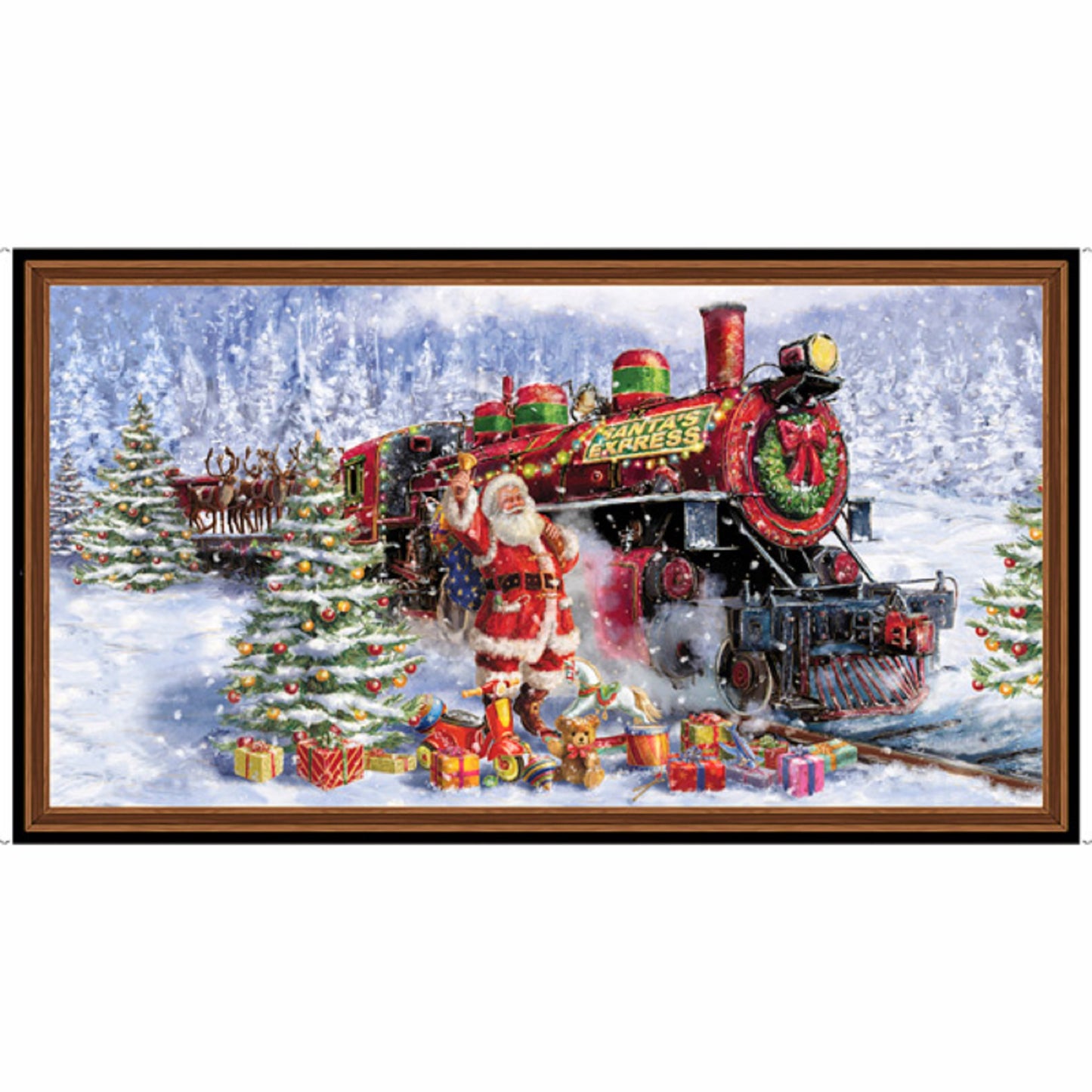 Santa's Night Out Train Panel by Quilting Treasures-Digital Print