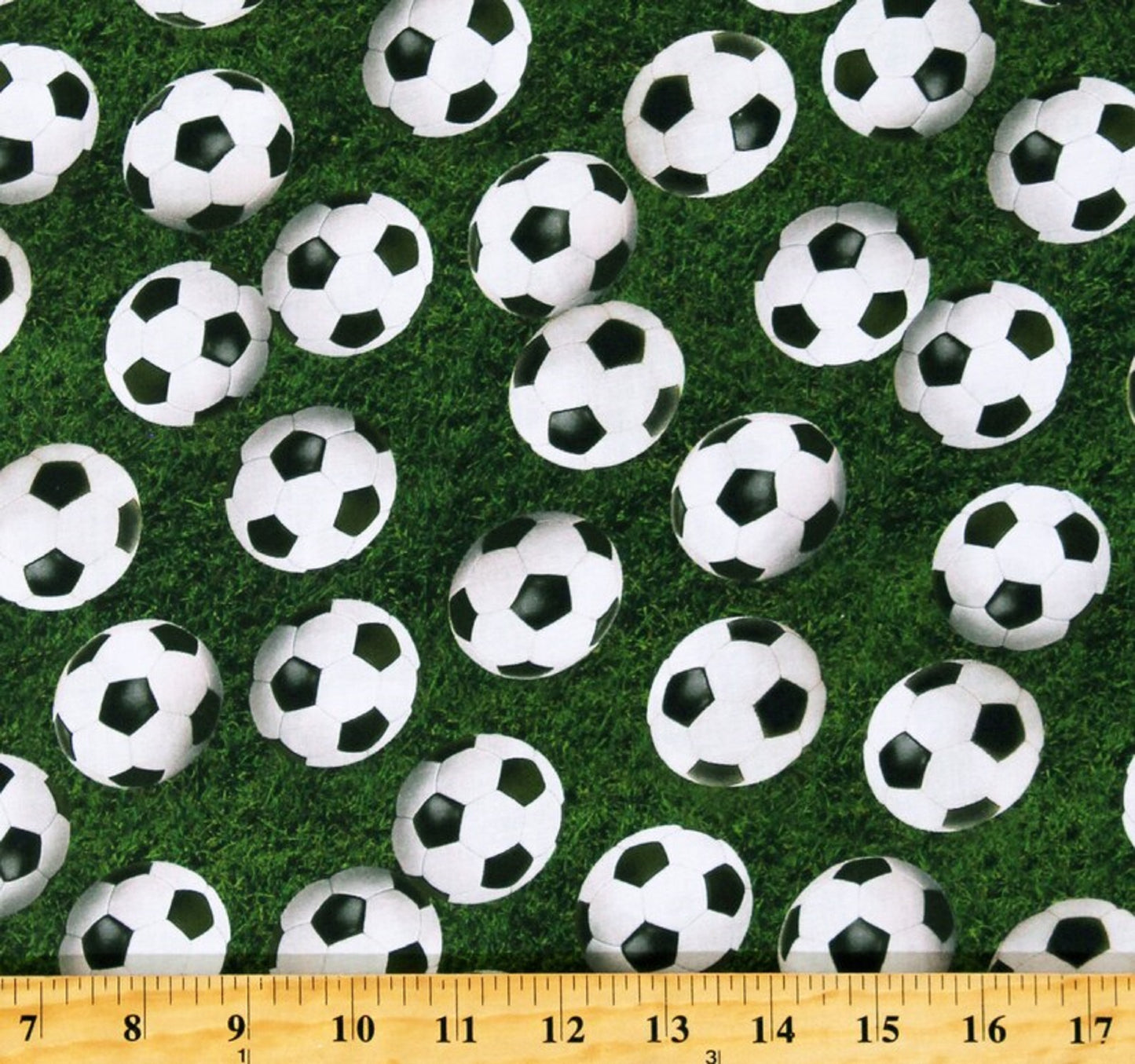 Sports Life-Soccer Balls on Grass-Fat Quarter-Robert Kaufman