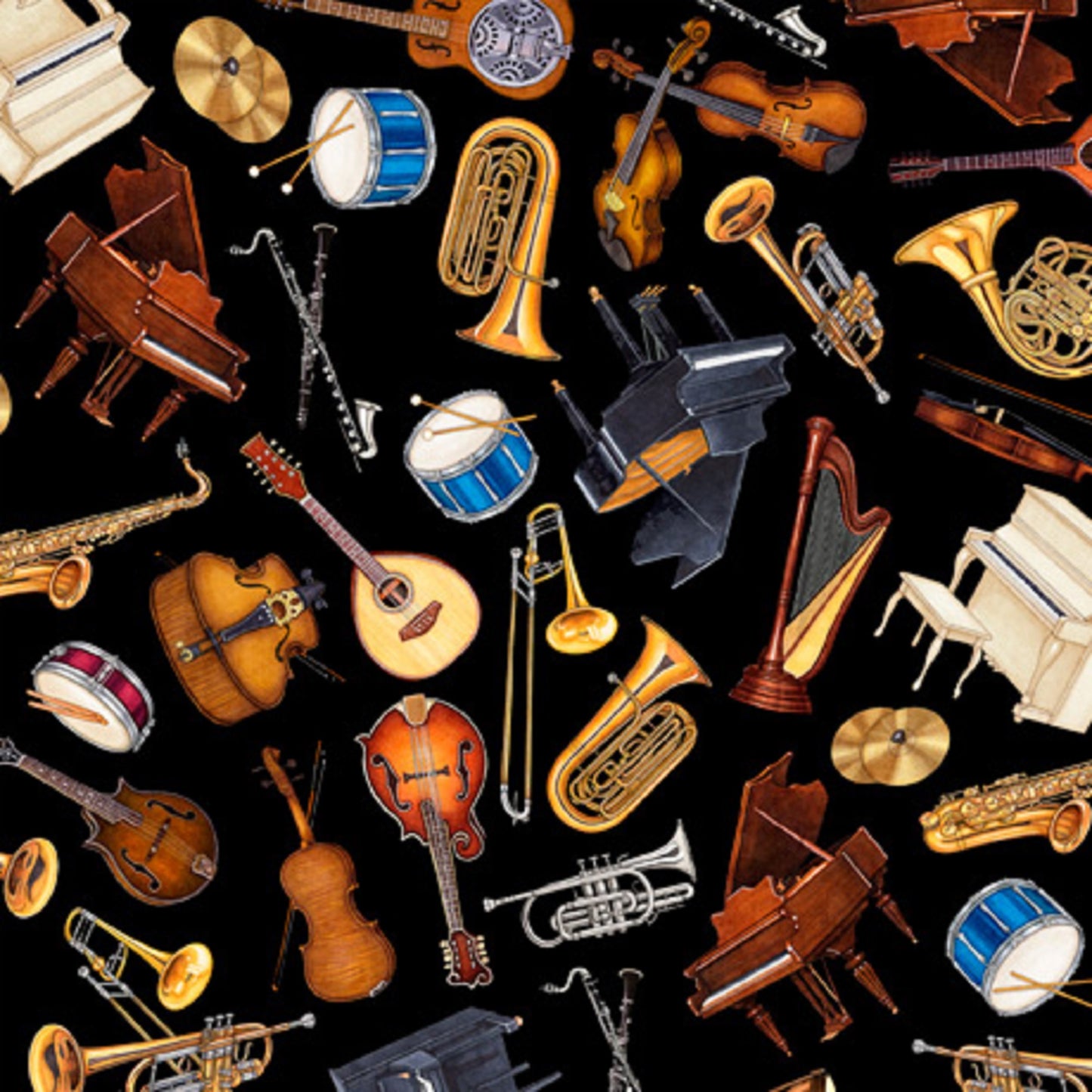 Tiny Tunes "Musical Instruments"-Quilting Treasures-Fat Quarter