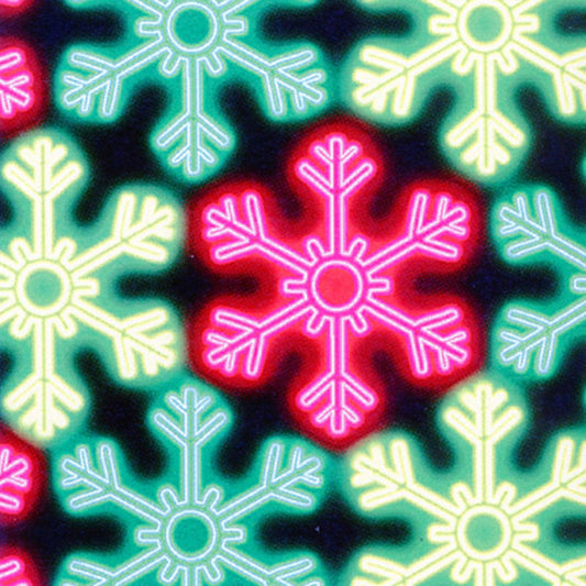 Multi-Colored Snowflakes Glowing on Black B/G-Kanvas Studios-BTY
