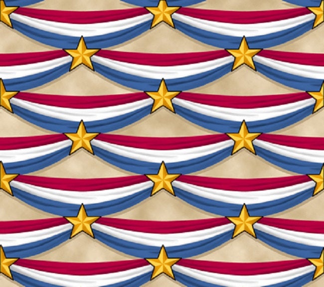 Long May She Wave "Patriotic Bunting"-Cream B/G-Quilting Treasures-BTY