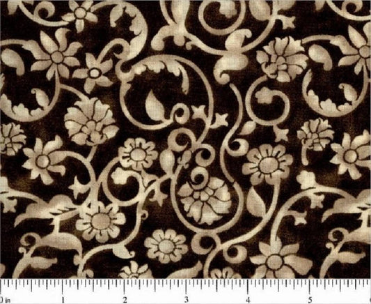 Tan Novelty Design on Brown B/G-108" Wide-Choice Fabrics-BTY