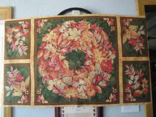 Autumn Leaves Wreath Panel by Wilmington Prints