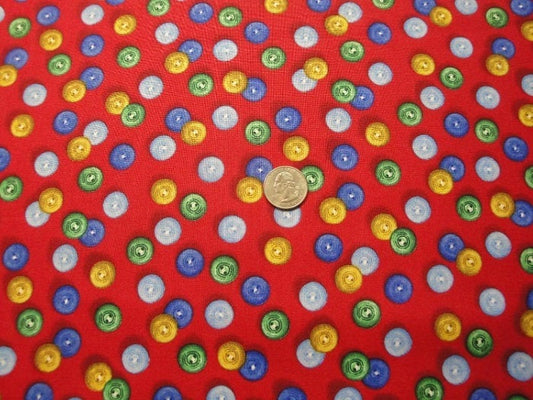 Let It Snow "Buttons on Red B/G"-VIP for Quilting Treasures-BTY