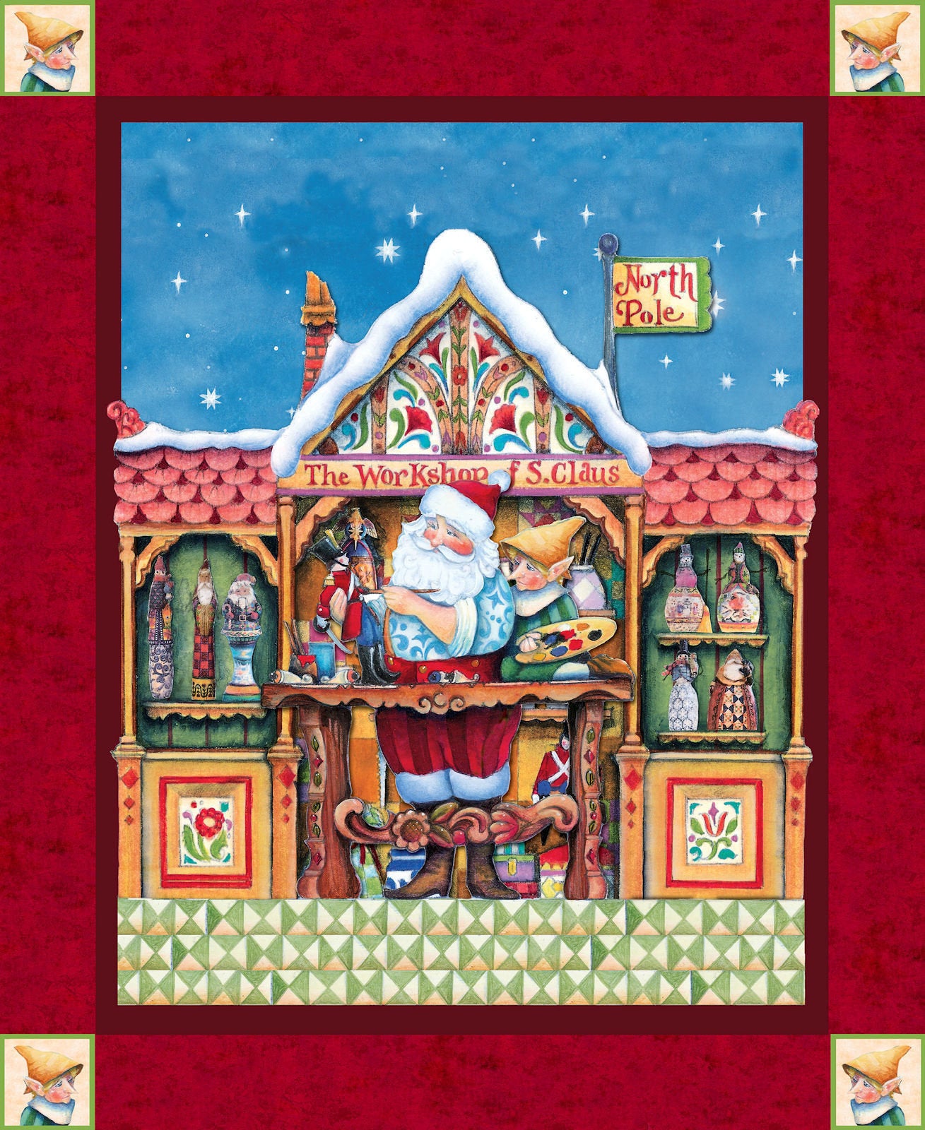 Santa Elf Panel by Jim Shore for Springs Creative