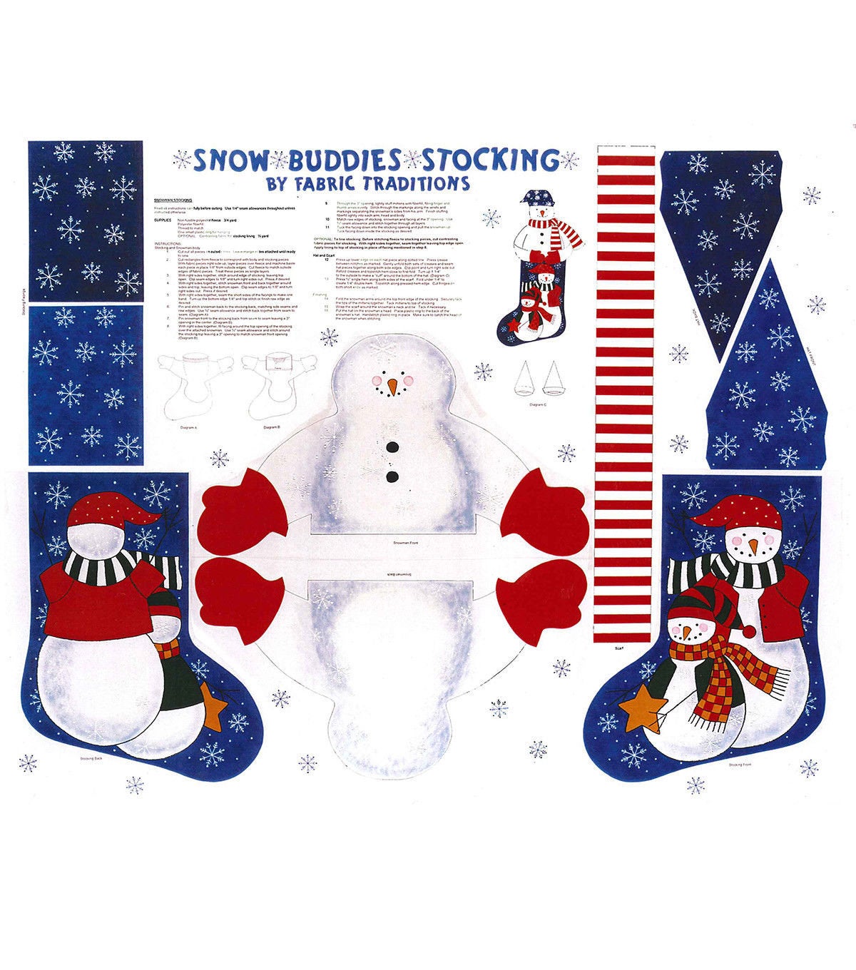 Snow Buddies Stocking Panel by Fabric Traditions