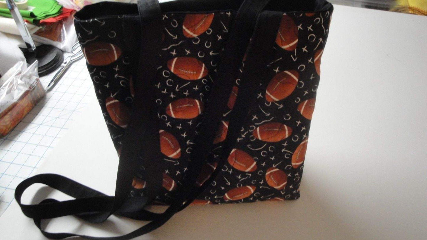 Footballs & Plays— Machine-Quilted Tote Bag