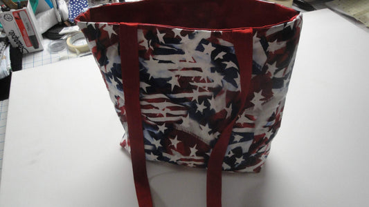 Americana Stars and Stripes— Machine-Quilted Tote Bag