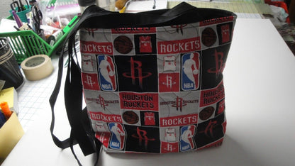 Machine-Quilted Tote Bag-Houston Rockets Patchwork