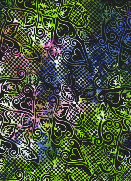 Hearts Multi-Color Novelty Print #3701-Batik Textiles-BTY