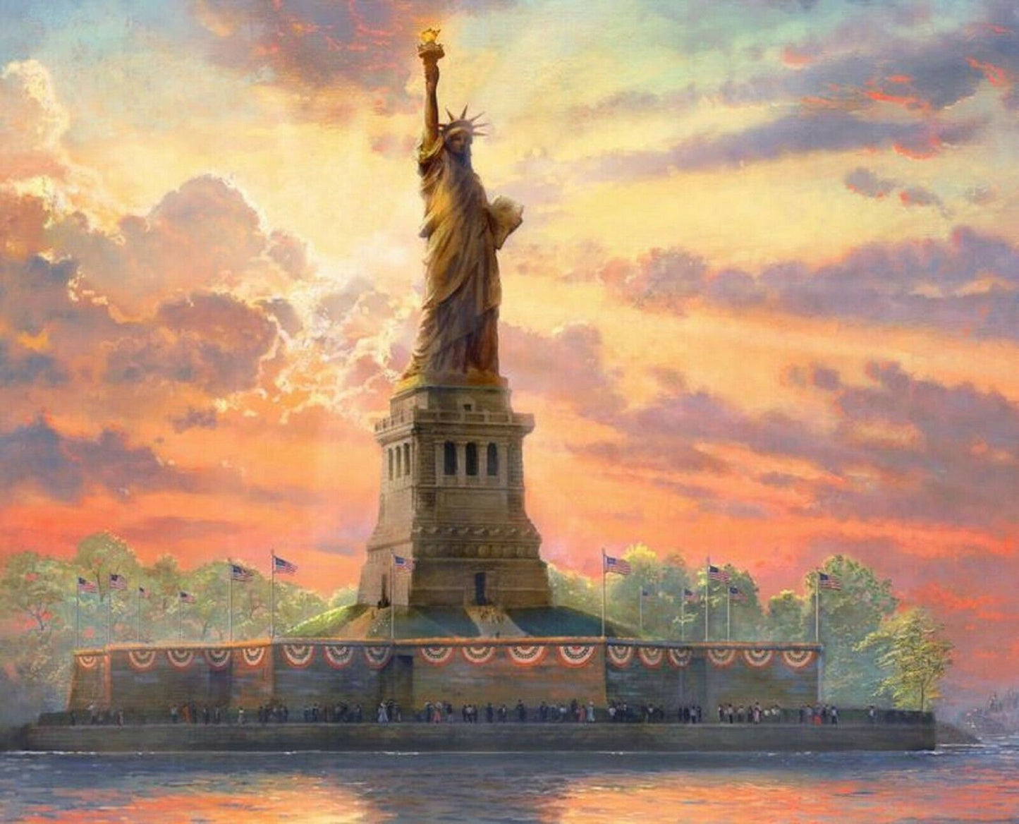 Thomas Kinkade "Statue of Liberty" Digital Panel by David Textiles