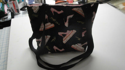 Machine-Quilted Tote Bag-Pink High Heels on Books