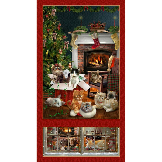 Fireside Kittens Panel by Henry Glass