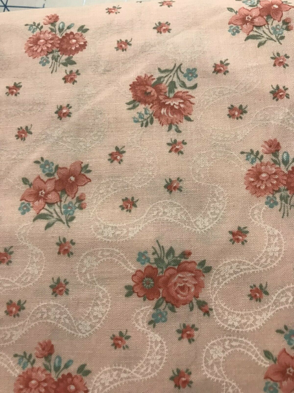 Rose Floral on Pastel Pink & Lace B/G-VIP Fabrics-BTY