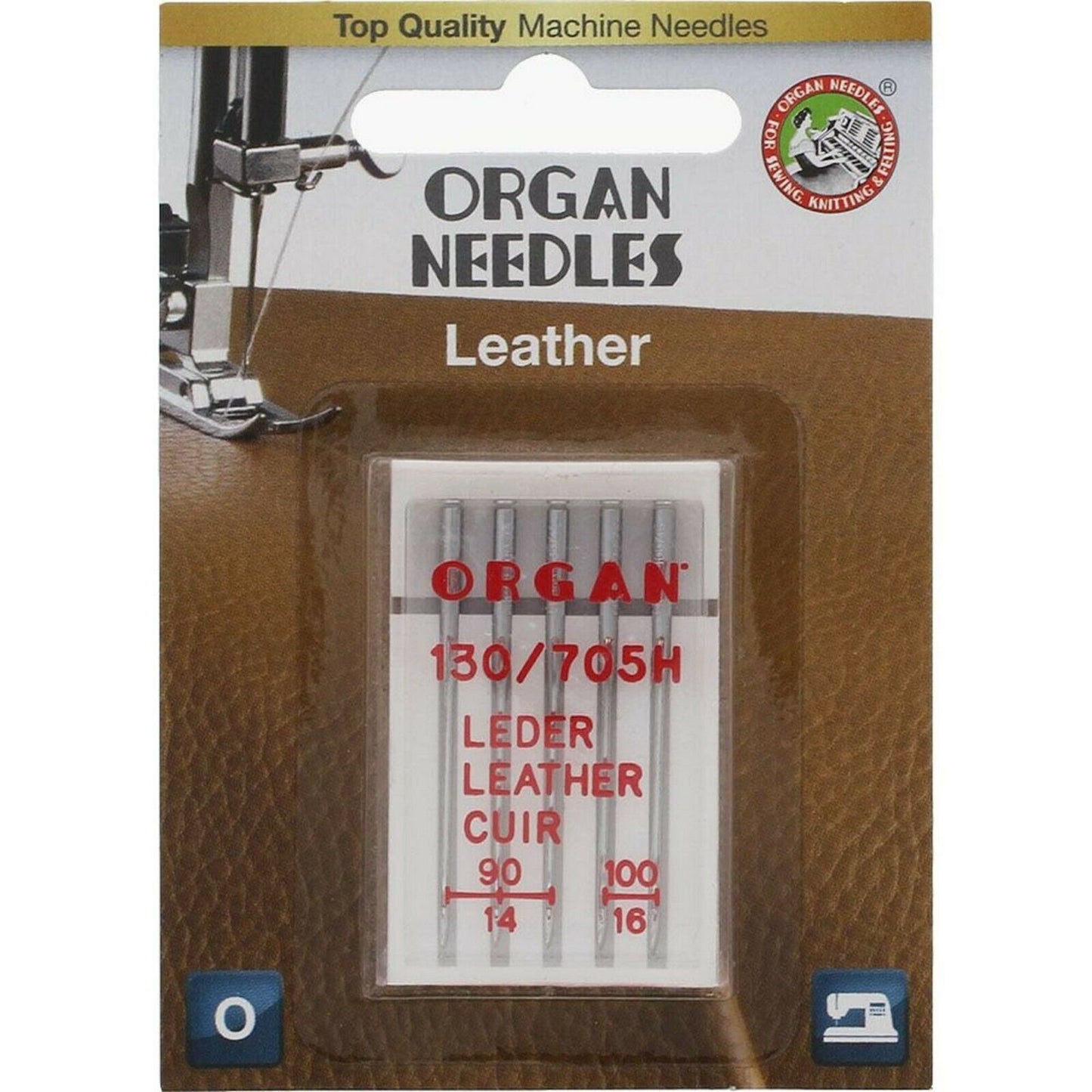 Organ Sewing Machine Needles "Leather"-5 Needles