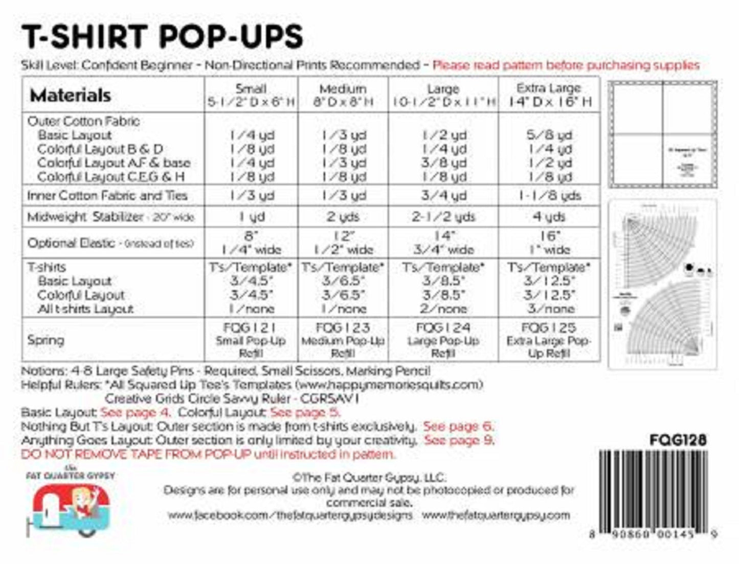 T-Shirt Pop-Ups Pattern by The Fat Quarter Gypsy