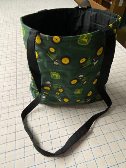 Machine-Quilted Tote Bag-John Deere Tractors and Logos