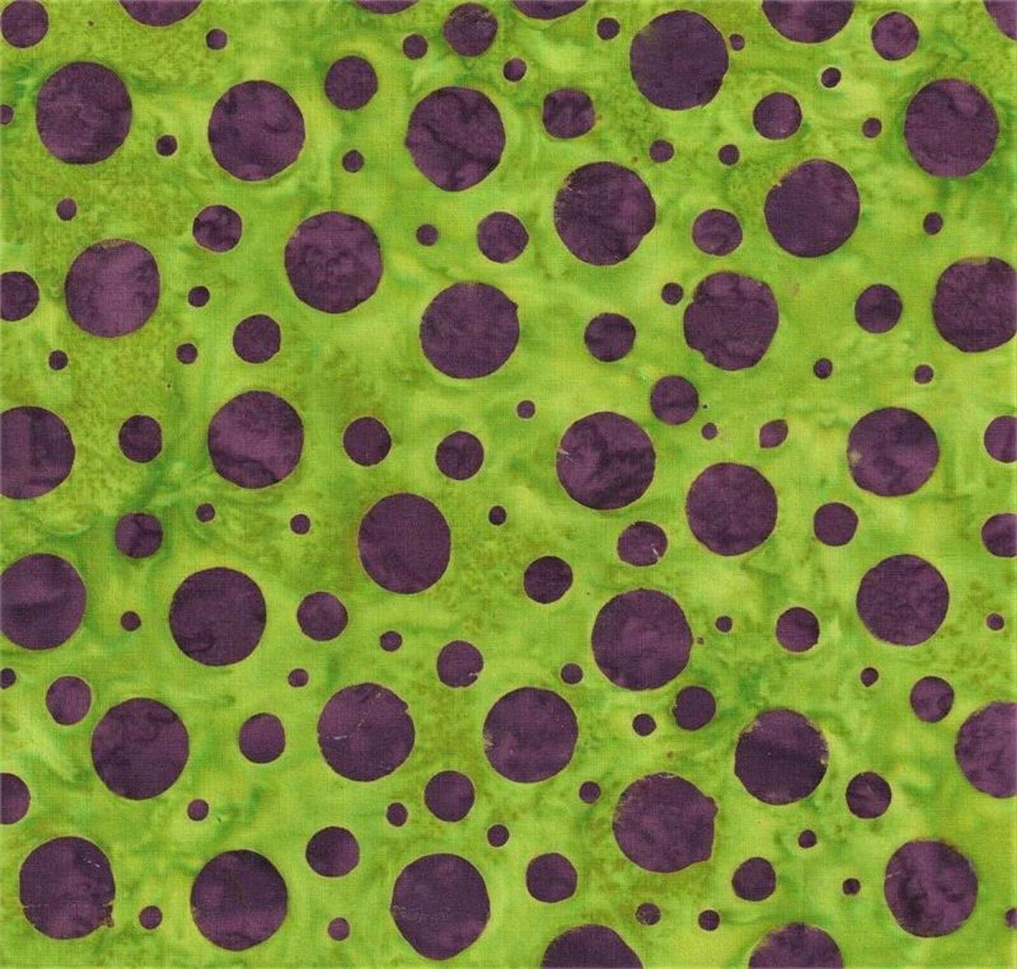 Purple Circles on Green B/G-#5539-Batik Textiles-Fat Quarter