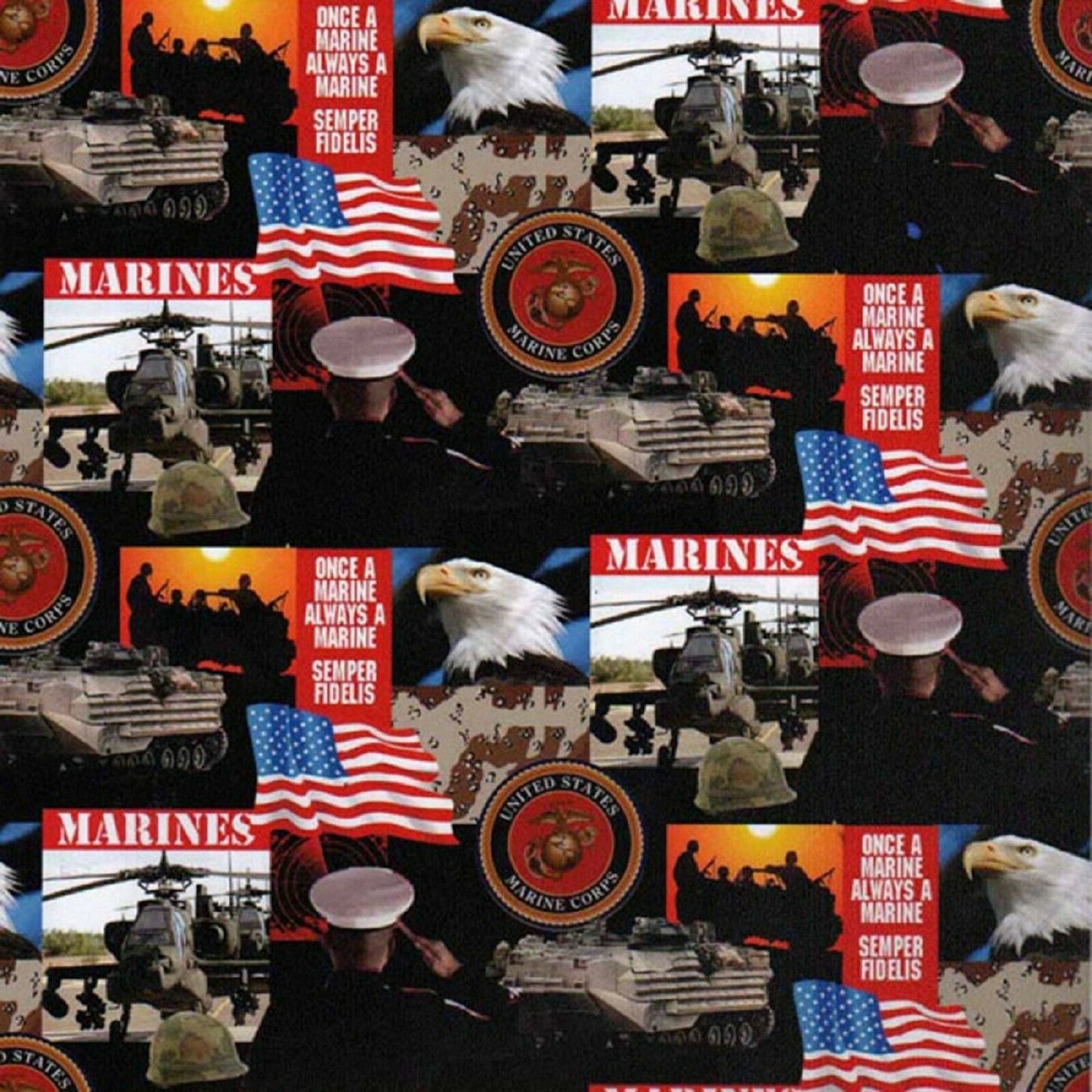 United States Marine Corps Collage-Sykel Enterprises-Fat Quarter
